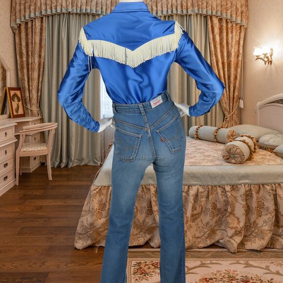 Vintage H Bar C Fringe Western Snap Shirt M - Picture 7 of 12